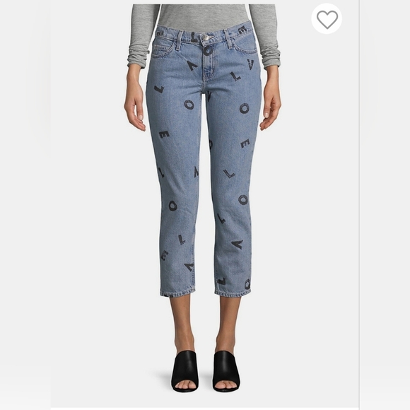 Current/Elliott LOVE LETTERS Cropped Straight Leg Jeans - Picture 8 of 9